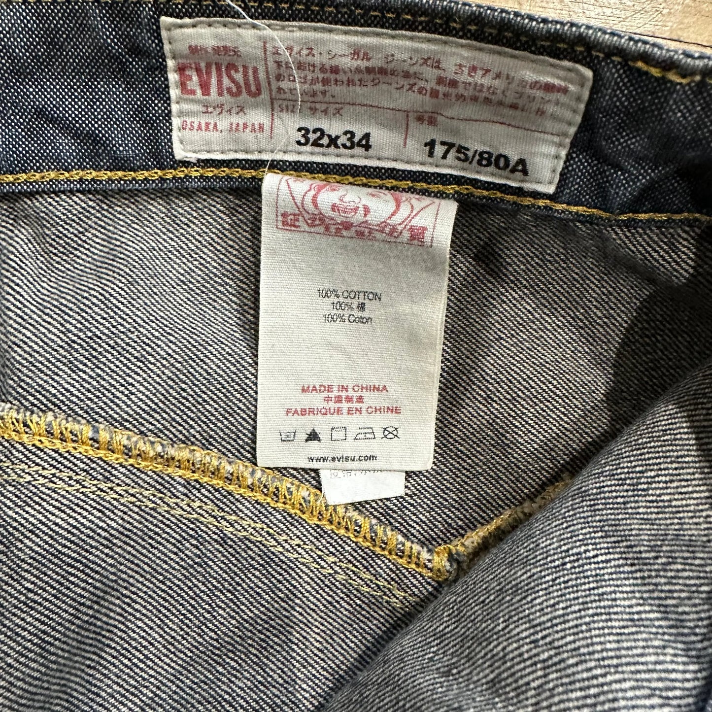 JEAN EVISU DAICOCK - W32 X L30 - BELYBENT